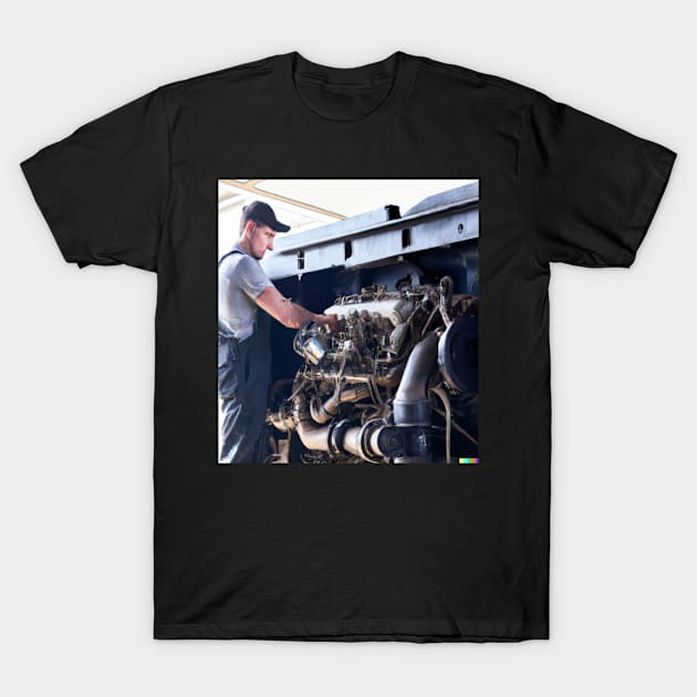 Truck Mechanic Digital Art Photography 5 T-Shirt by JustAnEngineer